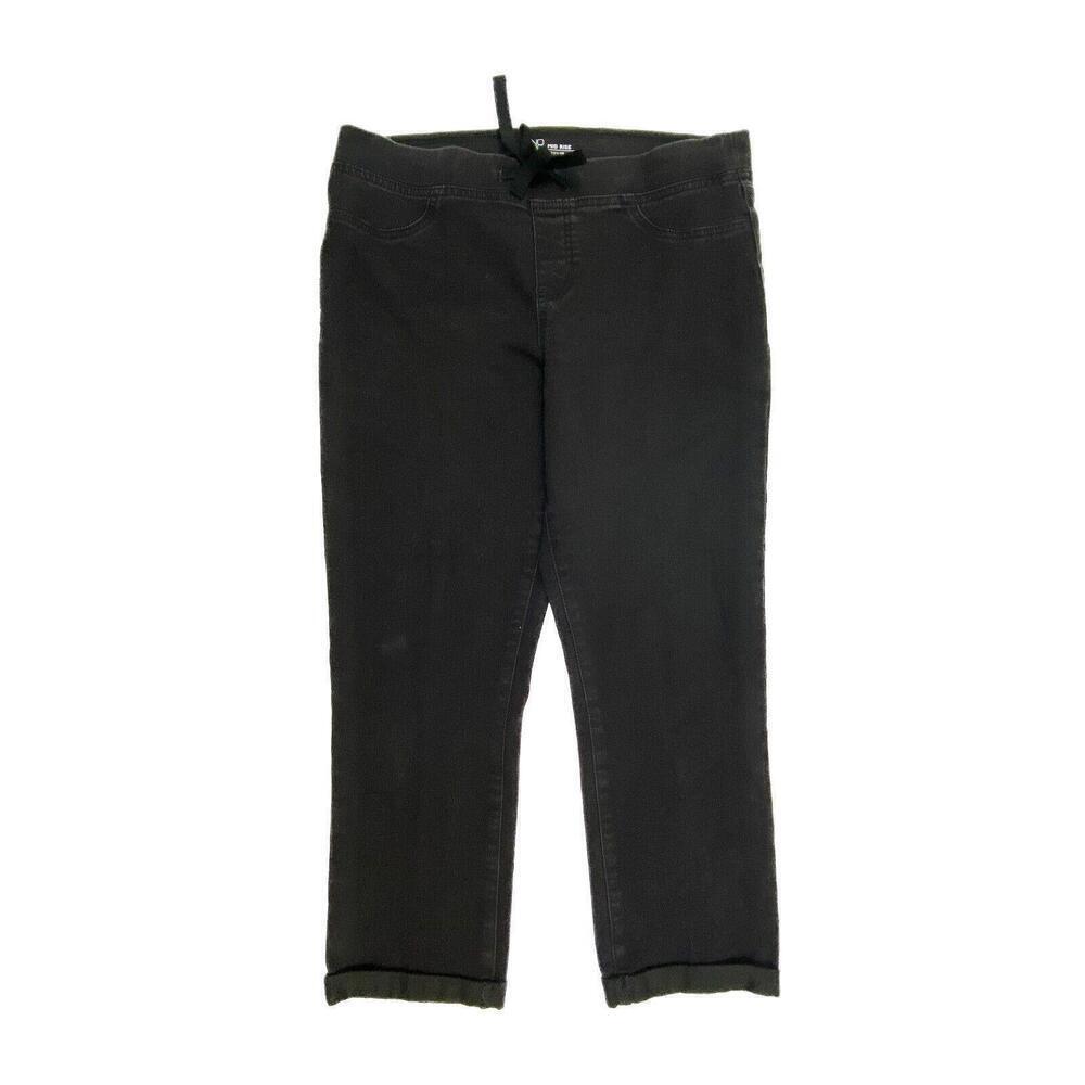 No Boundaries Mid Rise Pull On Cuffed Crop Women's size L 11-13 Black Denim jean